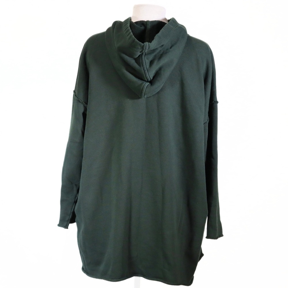 Eileen Fisher Hoodie Womens L Green Organic Cotton Oversized Raw Edge Sweatshirt - Picture 8 of 11